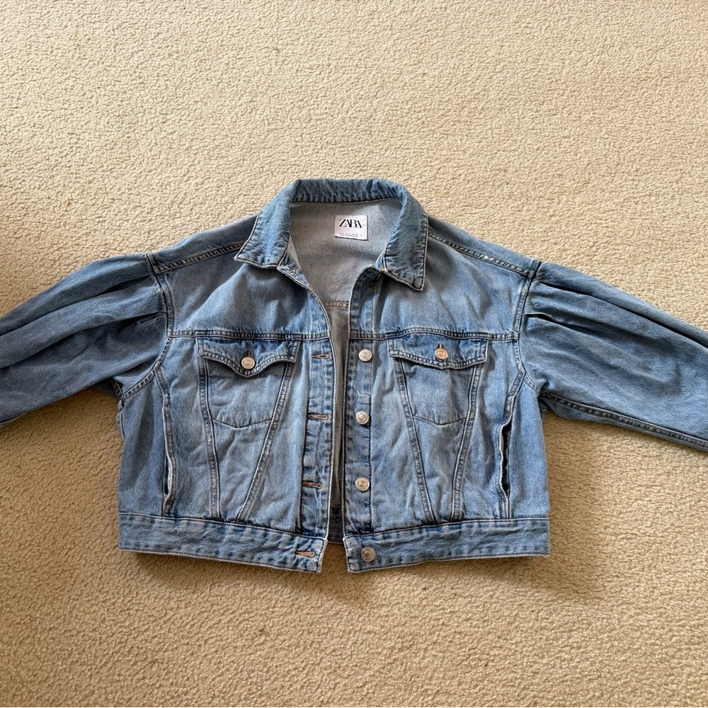 Zara balloon sleeve denim jacket size small